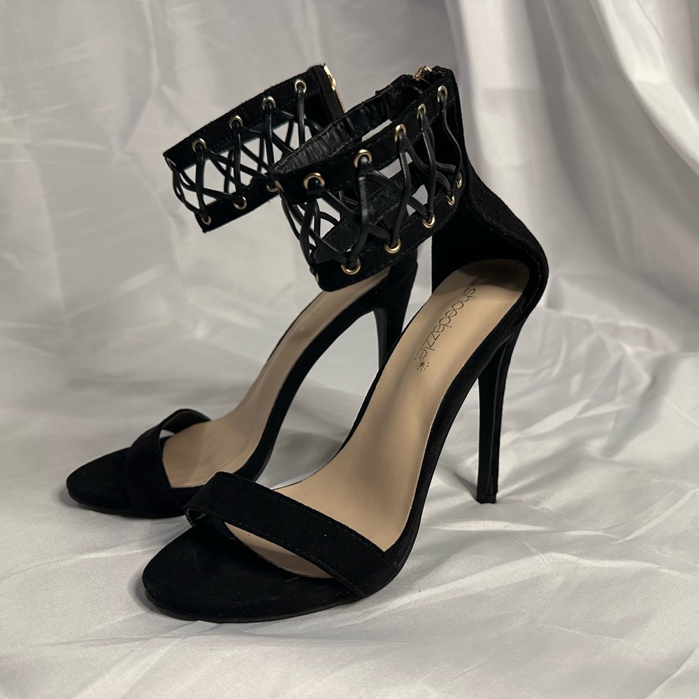 Ankle Strap Black Stiletto Heels